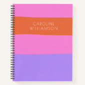 Lavender Pink Oranje Brede Stripes, speciaal aange Notitieboek (Voorkant)
