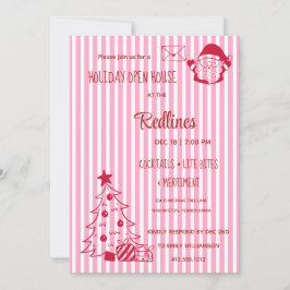 Lavender Pink Plaid Holiday Open House Invitation Kaart