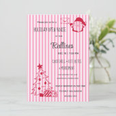 Lavender Pink Plaid Holiday Open House Uitnodiging (Staand voorkant)