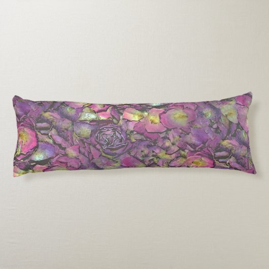 Lavender Pink Rose Petals Waterverf Lichaamskussen (Achterkant)
