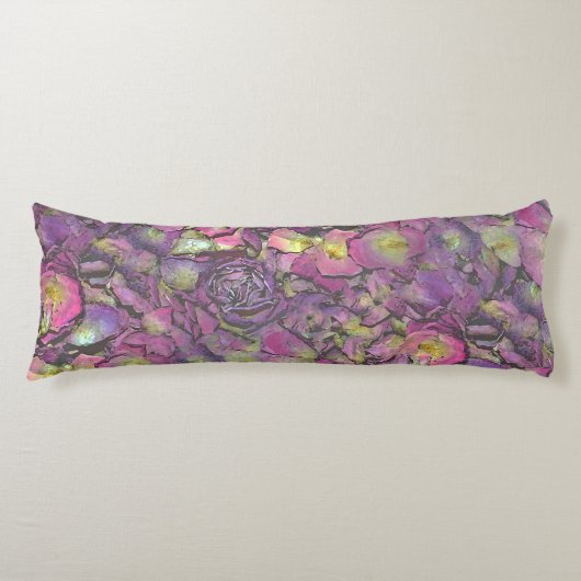 Lavender Pink Rose Petals Waterverf Lichaamskussen (Voorkant)