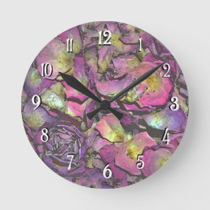 Lavender Pink Rose Petals Waterverf Ronde Klok