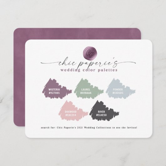 Lavender Pink Spring Wedding Color Palette Card (Voorkant / Achterkant)