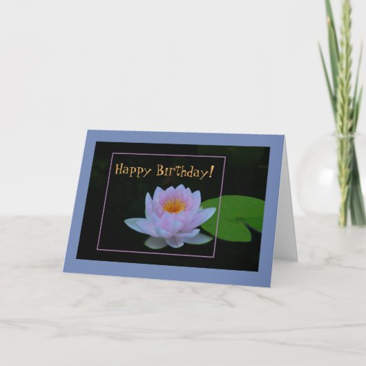 LAVENDER-PINK WATERLILY/HAPPY BIRTHDAY/CUSTOMIZA KAART (Voorkant)