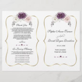 Lavender Pink White Floral Gold Wedding Programme (Voorkant)
