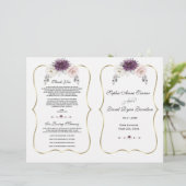 Lavender Pink White Floral Gold Wedding Programme (Staand voorkant)
