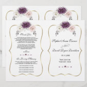 Lavender Pink White Floral Gold Wedding Programme (Voorkant / Achterkant)