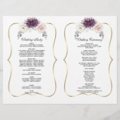 Lavender Pink White Floral Gold Wedding Programme (Achterkant)