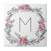 Lavender Pink Wild Roos en Eucalyptus Tegeltje (Voorkant)