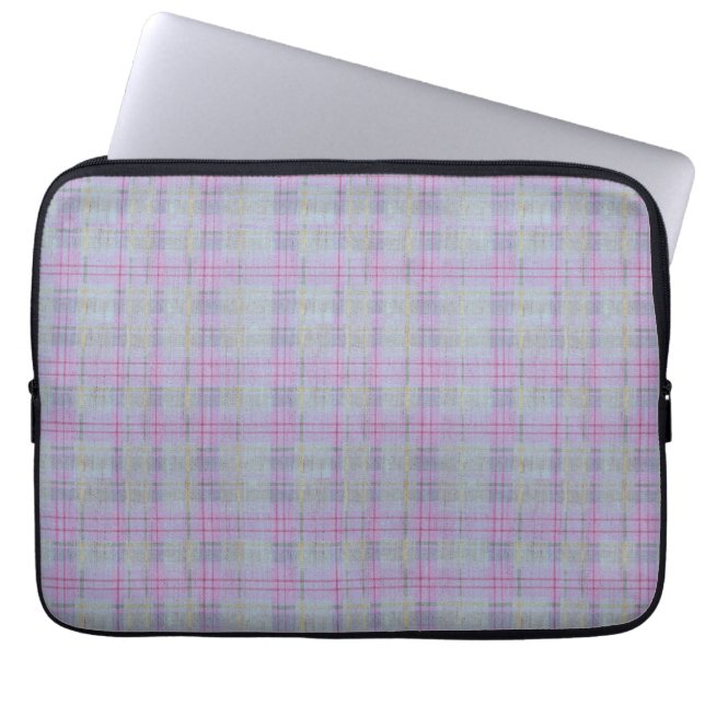 Lavender Plaid Harmony  Laptop Sleeve (Voorkant)