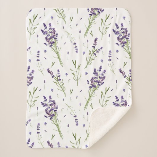 Lavender Plant Pattern Sherpa Fleece Blanket Sherpa Deken (Voorkant)