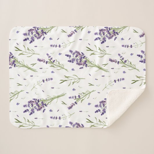 Lavender Plant Pattern Sherpa Fleece Blanket Sherpa Deken (Voorkant (horizontaal))