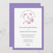 Lavender Plum Blossom Initialen Invitation Kaart (Voorkant / Achterkant)