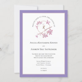 Lavender Plum Blossom Initialen Invitation Kaart