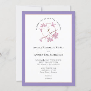 Lavender Plum Blossom Initialen Invitation Kaart