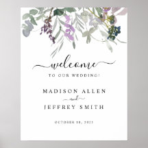 Lavender Plum Wildflower Wedding Welkomstteken