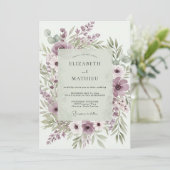 Lavender Poetic Botanical Wedding Kaart (Staand voorkant)
