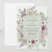 Lavender Poetic Botanical Wedding Kaart (Voorkant / Achterkant)