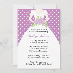 Lavender Polka Dot Bridal Shower Invitation Kaart