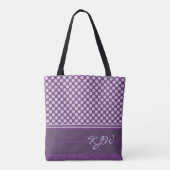 Lavender Polka Dot op Plum Monogram Tote Bag (Achterkant)
