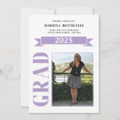 Lavender Polka Dots Foto Afstuderen Aankondiging (Voorkant)