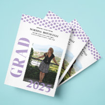 Lavender Polka Dots Foto Afstuderen Aankondiging