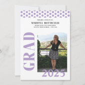 Lavender Polka Dots Foto Afstuderen Aankondiging (Voorkant)