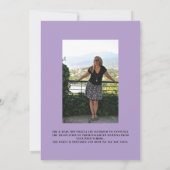 Lavender Polka Dots Foto Afstuderen Aankondiging (Achterkant)