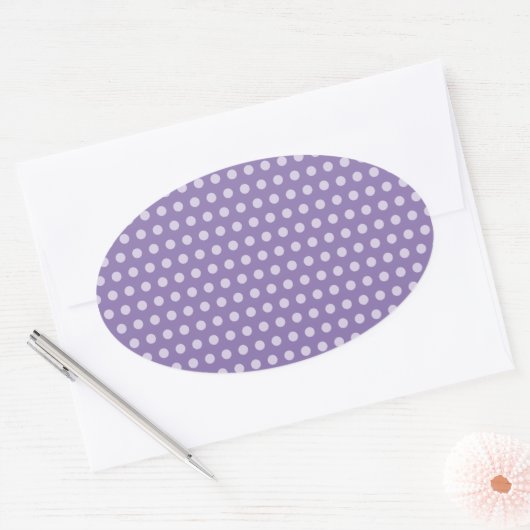 Lavender Polka Dots Ovale Sticker (Envelop)