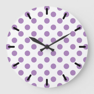 Lavender polka stipt wit grote klok