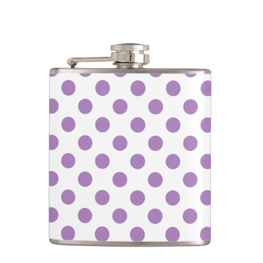 Lavender polka stipt wit heupfles (Voorkant)