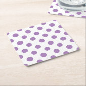 Lavender polka stipt wit kartonnen onderzetters (Schuin)