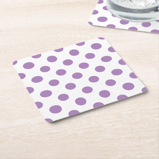 Lavender polka stipt wit kartonnen onderzetters (Schuin)