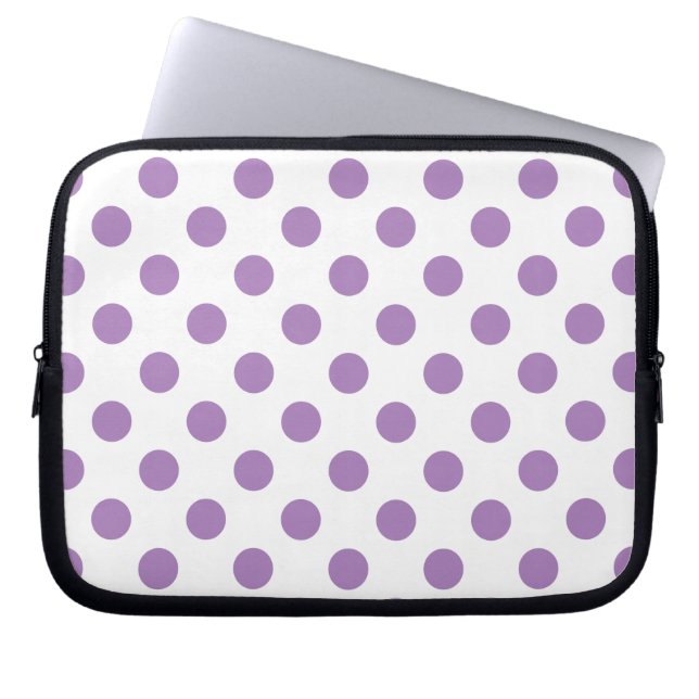 Lavender polka stipt wit laptop sleeve (Voorkant)
