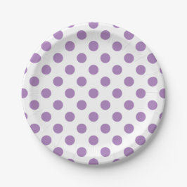 Lavender polka stipt wit papieren bordje