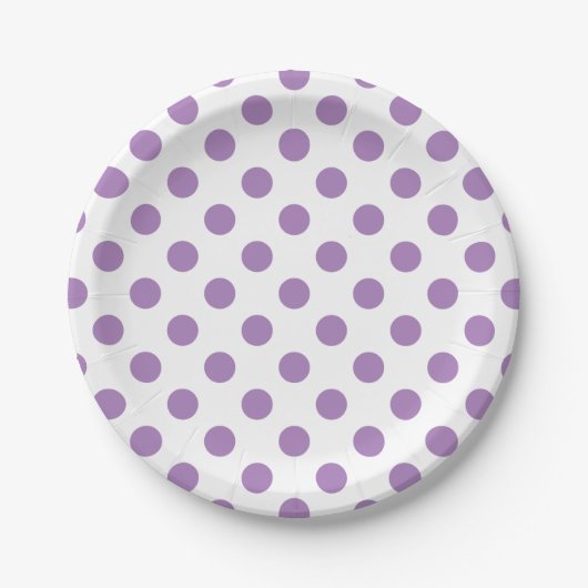 Lavender polka stipt wit papieren bordje (Voorkant)