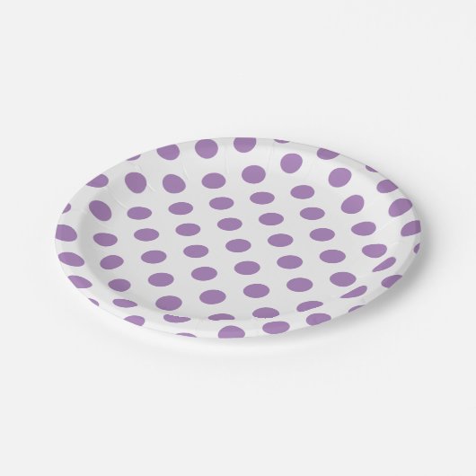 Lavender polka stipt wit papieren bordje (Gekanteld)