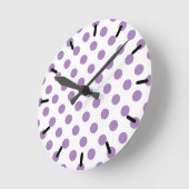 Lavender polka stipt wit ronde klok (Hoek)