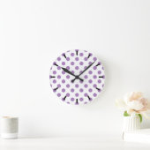 Lavender polka stipt wit ronde klok (Huis)