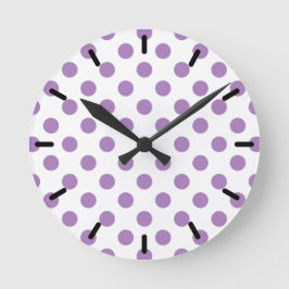 Lavender polka stipt wit ronde klok
