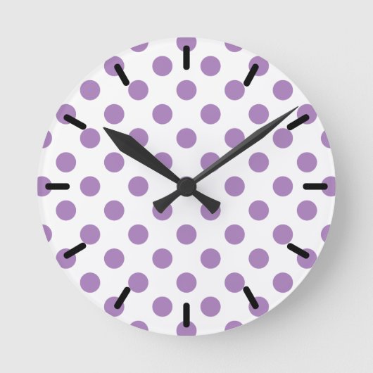 Lavender polka stipt wit ronde klok (Voorkant)