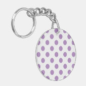 Lavender polka stipt wit sleutelhanger (Voorkant Links)