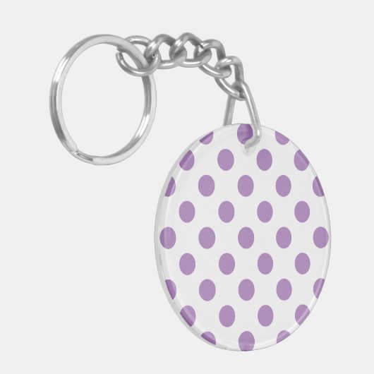 Lavender polka stipt wit sleutelhanger (Voorkant Links)