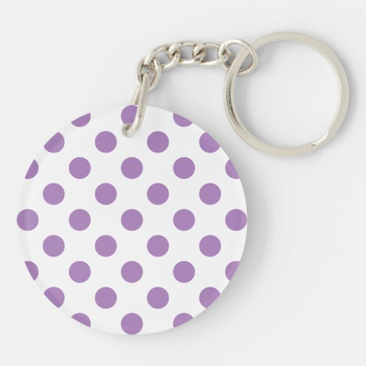 Lavender polka stipt wit sleutelhanger (Achterkant)
