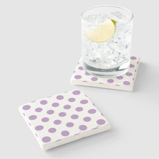 Lavender polka stipt wit stenen onderzetter (Zijkant)