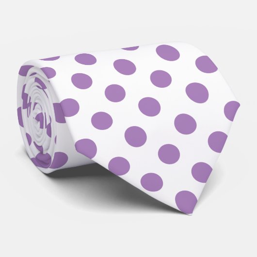 Lavender polka stipt wit stropdas (Opgerold)