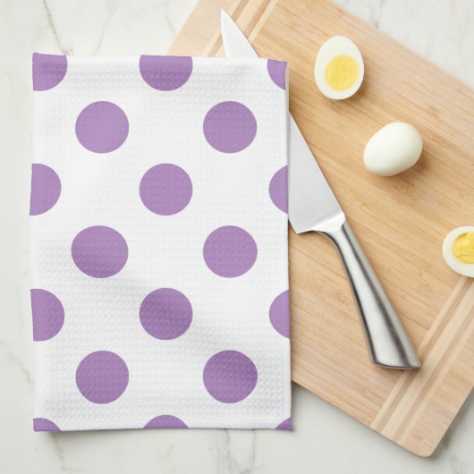Lavender polka stipt wit theedoek (Quarter Fold)
