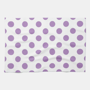 Lavender polka stipt wit theedoek