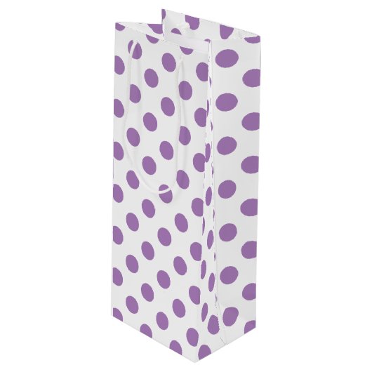 Lavender polka stipt wit wijn cadeautas (Voorkant Gekanteld)