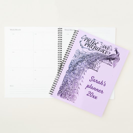 Lavender Pride en Prejudice Peacock Naam Planner (Display)
